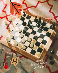 Tablero de Ajedrez Rectangular Rústico y Ecológico de ILAHI, Hecho a Mano con Madera Pura al 100%, Estilo Animal/Amor, Tamaño Personalizado - Product Image 6