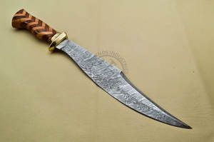 Nueva Edición Cuchillo Bowie de Damasco Hecho a Mano con Mango de Madera, Cuchillo de Supervivencia Coleccionable para Exteriores, Mejor Cuchillo de Caza de Hoja Fija Afilada - Product Image 2