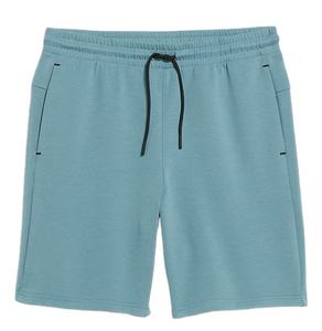 กางเกงขาสั้นผู้ชายสีพื้นผ้าฝ้ายเทอร์รี่มีเชือกผูกเอว เหมาะสำหรับใส่เล่นน้ำชายหาดหรือเล่นกีฬา - Product Image 1