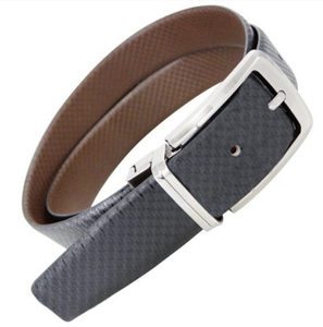 Ceinture réversible en cuir véritable noir et marron, couleur unie, boucle à ardillon, ceinture habillée formelle pour homme, boucle rectangulaire argentée - Product Image 2