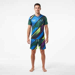 Maillot de football pour homme, col en V, manches courtes, impression par sublimation personnalisée, polyester respirant, coupe athlétique, vêtements de sport d'été - Product Image 1