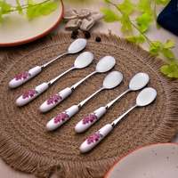 Ensemble de 6 cuillères élégantes à imprimé fleurs de lilas pour savourer les douceurs