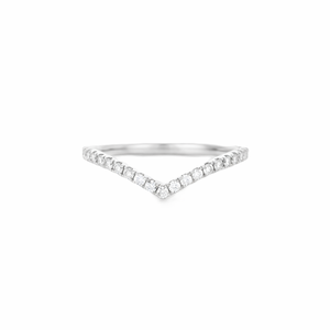 DEF Color VS VVS Clarity Round Lab Diamond <b>Ring</b> 9K 10K Solid Gold Minimalist Chevron Moissanite Diamond <b>Stacking</b> Engagement <b>Ring</b> - Product Image 3