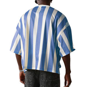 T-shirt graphique surdimensionné en maille rayée Y2K, inspiré du streetwear, du football rétro, du hip-hop, maillot de football américain personnalisé - Product Image 3
