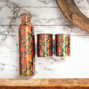Copper Bottle Hammered Finished Outdoor Water Bottle for <b>Camping</b> Travel Sports Kitchenware on cheap price from India - Product Image 1