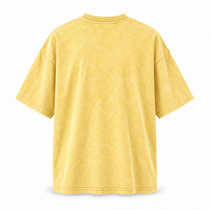 <b>Men's</b> Oversized Vintage Washed <b>Yellow</b> Short Sleeve <b>T</b>-<b>Shirt</b> Casual Streetwear Solid Blank O-Neck Tee - Product Image 2