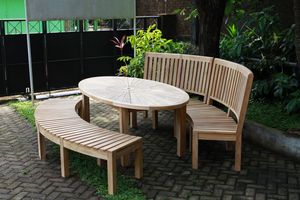 The Modern Oval <b>Dining</b> <b>Table</b> 240 Solid Teak Wood Non-<b>Foldable</b> with Lazy Susan Well Sanded Finish Outdoor Use - Product Image 4