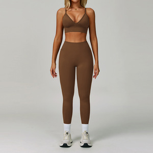 Ropa Deportiva para Mujer de Secado Rápido, Conjunto de Yoga de Dos Piezas con Cintura Ajustada, Traje Deportivo Sólido para Correr al Aire Libre - Product Image 5