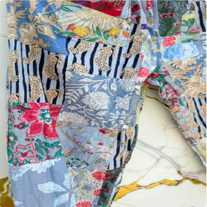 Pantalon Harem Patchwork Floral Vibrant en Coton, Coupe Ample Bohème, Idéal pour le Yoga et la Détente - Product Image 6