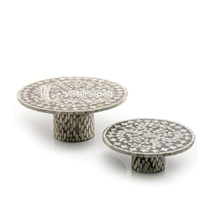Mother of Pearl Coffee <b>Table</b>, Round Mosaic Pedestal <b>Table</b>, Luxury Artisanal Furniture for Living Room & Boutique Hotel Decor - Product Image 1