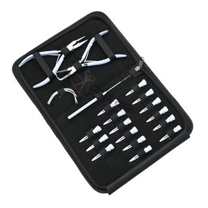 Kit de herramientas para extensiones de cabello blanco: removedor de microperlas, alicates de crimpado, gancho extractor, agujas de coser curvas, clips de estilismo. - Product Image 1