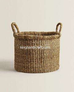 Paniers de rangement pliables en jonc de mer avec poignées – Grande capacité, design moderne, pour vêtements, jouets, linge, maison - Product Image 4