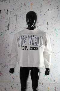The Well Est. Sudadera Cuello Redondo Unisex 2025, Corte Regular, Algodón, Informal, Otoño, Blanca, con Estampado de Letras CLUSH SPORTS en la Parte Delantera - Product Image 6