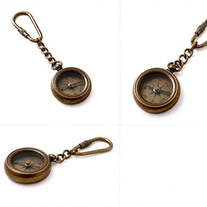 Brass Antique Nautical <b>Vintage</b> Compass Keychain | Retro Maritime <b>Key</b> Ring | Decorative Compass <b>Key</b> Holder for Car Bike Home - Product Image 2