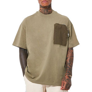 Camiseta Oversize de Estilo Urbano, 350 Gramos, Jersey Sólido, con Logotipo de Marca Personalizado Impreso en la Parte Delantera, para Hombre - Product Image 1