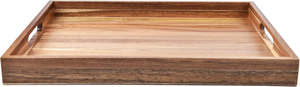 Bandeja de madera para servir con asas recortadas y lados elevados, estilo rústico, para comida, café, té, desayuno, para el hogar, hotel, cafetería - Product Image 2