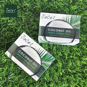 Savon CoCo1 à l'huile de coco, au glutathion et au collagène, taille 100g. Savon en barre à l'huile de coco vierge naturelle premium hydratant pour le visage et le corps - Product Image 1