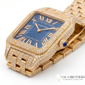 Reloj Cartier Santos-Dumont con Diamantes, 30 mm, Rectangular, Analógico, de Cuarzo, Oro Amarillo, Cierre Desplegable, Unisex, de Lujo, con Brazalete - Product Image 1