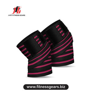Genouillère rose rayée réglable avec fermeture auto-agrippante unisexe pour entraînement musculaire respirante - Product Image 1