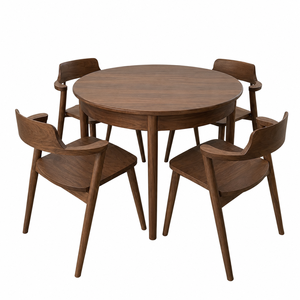 Juego de Mesa de Comedor Nórdico de Madera de Teca Sólida, Diseño Moderno Minimalista para Comedor y Cafetería - Product Image 2
