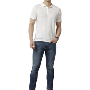 Custom logo <b>Linen</b> Fabric <b>Yarns</b> Polo Shirt Softness of Cotton Breathable <b>Linen</b> Material Solid Regular Fit Knitted T-shirt - Product Image 3