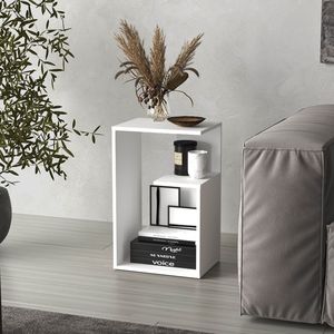 Everet 25\" <b>High</b> 3 Tier <b>Side</b> <b>Table</b> Black and White Nightstands - Product Image 1