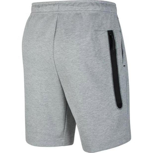 Shorts de sport décontractés pour hommes en jersey gris chiné avec cordon de serrage et poche zippée, en molleton technique - Product Image 3