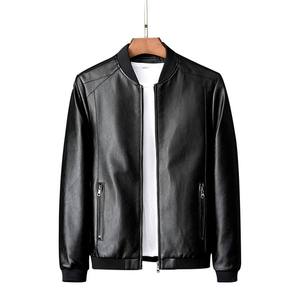 Blouson Bomber en Cuir PU pour Homme, Col Montant, Fermeture Éclair, Coupe-Vent, Style Moto Biker, Tenue Décontractée Automne - Product Image 2