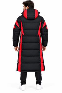Parka Larga con Capucha para Hombre, Negra y Roja, Impermeable, Forrada de Felpa, con Cierre, Chaqueta de Invierno, Logotipos de Marca Personalizados, Suministro de Fábrica - Product Image 2