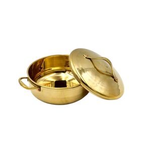 Casserole en laiton de luxe artisanale de qualité supérieure, 10,5 pouces, robuste, avec poignées et couvercle, design élégant et épais, laiton véritable de Thaïlande - Product Image 5