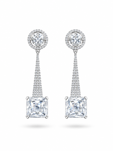 ELVORA GEMS Boucles d'oreilles classiques en forme de goutte d'eau pour femme, plaquées rhodium, avec zircon taille princesse, en alliage, bijoux de mariage - Product Image 4