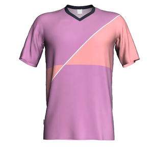 Maillot de football pour homme à col en V, bicolore bleu et rose, manches courtes, en polyester respirant, coupe classique, toutes saisons - Product Image 4
