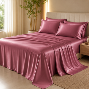 แผ่นไม้ไผ่สีม่วงอ่อนลายกุหลาบ300 TC สำหรับบ้านโรงแรมและห้องพักผ้าปูเตียงระบายความร้อนได้อย่างนุ่มนวลเพื่อการนอนหลับที่สบาย - Product Image 1