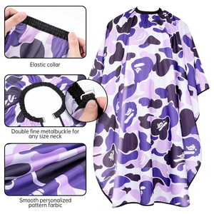 Capa Profesional de Peluquería con Patrón Morado, Poliéster Resistente al Agua, Cierre Ajustable con Broches, Reutilizable para Salón de Belleza - Product Image 6