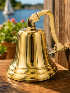 Polished Brass Ship Bell Wall Mount Outdoor Garden Ornament Weather Resistant Traditional Nautical Decor 8 Inch Diameter Marco - Product Image 1