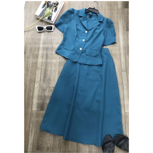ชุดเดรสกำมะหยี่กันริ้วรอยสไตล์ฝรั่งเศส ไซส์ M-4XL สำหรับผู้หญิง เสื้อเบลเซอร์บางลายดอกไม้ ชุดเซ็ตใหม่สำหรับฤดูใบไม้ร่วง ชุดลำลอง เสื้อแจ็คเก็ต กระโปรงยาวปานกลาง ชุดสองชิ้น - Product Image 1