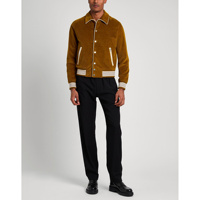 Veste universitaire en laine de haute qualité, col montant, coupe ample, veste de baseball surdimensionnée, broderie sur le devant, unisexe, 100% coton