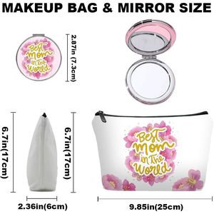 Set di Borse da Viaggio Personalizzate per Cosmetici con Specchio, Kit Organizzatore Trucchi per Donne e Mamme, per Uso Quotidiano e in Viaggio - Product Image 3