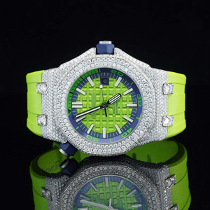 Reloj Perrot de Lujo con Movimiento Mecánico ETA, Esfera de Cristal Analógica de 41 mm, Bisel con Diamantes Moissanite, Estilo Hip Hop, Unisex, Correa de Goma - Product Image 1