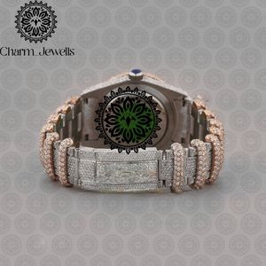 นาฬิกาข้อมือผู้ชายสุดหรู Charm_Jewells ขนาด 40 มม. สแตนเลสสตีล ประดับเพชร โรสโกลด์ ระบบอนาล็อก กลไกจักรกล กันน้ำ 10 บาร์ - Product Image 4