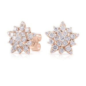 ต่างหูเพชรทรงดาว 1.1 กะรัต เพาะเลี้ยงในห้องปฏิบัติการ ได้รับการรับรองจาก IGI ตัวเรือนทอง 10 กะรัต ชุบโรเดียม ประดับด้วยดีไซน์ Dancing Halo แบบ 3-in-1 เครื่องประดับสุดหรู - Product Image 1