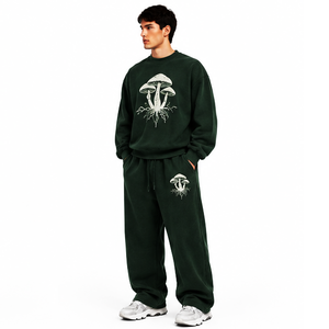 Chándal Verde Sostenible Estampado para Hombre, de Alta Demanda, con Cremallera Completa, Cuello Alto, Ajuste Holgado, Ropa Casual con Bolsillos Laterales y Logotipo Personalizado - Product Image 3