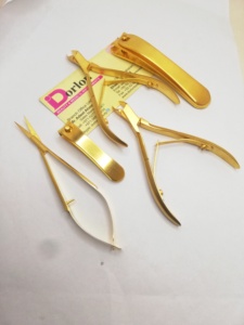 Nouveaux outils à ongles de qualité supérieure, plaqués or mat, en acier inoxydable, avec logo personnalisé, coupe-ongles, ciseaux à ressort et coupe-ongles. - Product Image 2