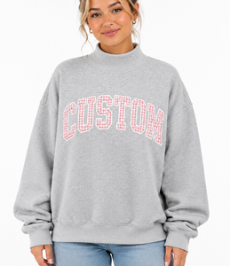 Sweat-shirt à col roulé personnalisé avec impression de lettres pour femme, gris, mélange de coton, tricoté, décontracté, coupe classique, automne - Product Image 4