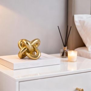 Estatua de Nudo Dorado, Escultura de Tres Nudos, Decoración para el Hogar, Adorno para Mesa de Centro, Sala de Estar, Comedor, Entrada, Estante - Product Image 6