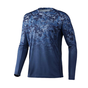 เสื้อตกปลาแขนยาวมีฮู้ดสำหรับผู้ชาย OEM ผลิตตามสั่ง ผ้าโพลีเอสเตอร์ 100% พร้อมหน้ากากระบายอากาศ UPF 50+ ลายพิมพ์เทคนิคพิเศษ - Product Image 5