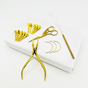 เครื่องมือต่อผมอย่างยั่งยืนกรรไกรนกกระเรียนชุบทองมี2รูคีมตัดแบ่งผมคลิปชนิด C - Product Image 2