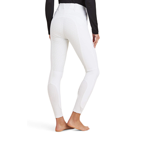 Pantalon d'équitation pour femme en cuir PU respirant, taille haute, coupe ajustée, blanc uni, avec poches zippées et grip intégral sur le siège - Product Image 4