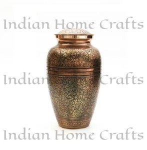 Brass <b>Keepsake</b> Urn Candle Holder <b>Memorial</b> Urn Floral Engraved Metal Cremation <b>Keepsake</b> Vase for Funeral Tribute - Product Image 2