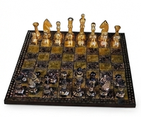 Jeu d'échecs de luxe en métal, pièces d'échecs en laiton antique et argent, échiquier classique, jeu de société, cadeau fait main, haute qualité, pour table